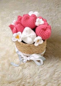 Handmade Crocheted Flower Basket