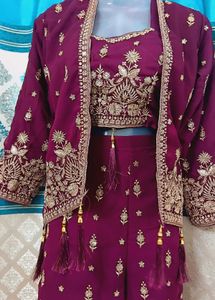 Burgundy Embroidered 3-Piece Set