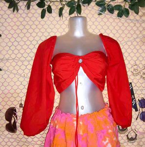 SizeS/M/L🎁Buy 2 Get 1 Free 🎁 Red Tie-Front Top
