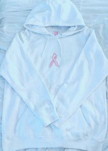 White Hoodie with Pink Ribbon