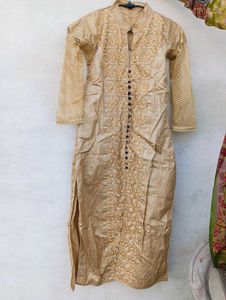 Elegant Gold Embroidered Kurta