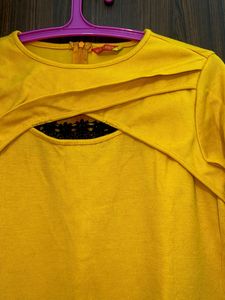 Winter wear Solid Mustard yellow Kurta