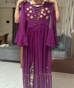 Purple Mirror Work Kurta