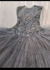 Grey Embellished Party Gown