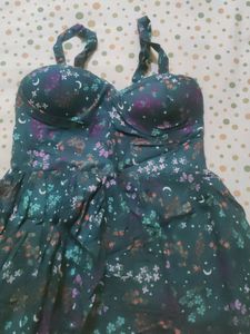 Mini Floral Green Stripped Dress