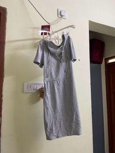 H&m Grey Casual Dress With Criss Cross Strings