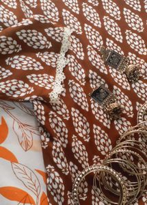 Brown Printed Short Kurti