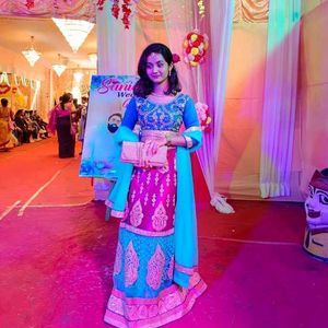 Elegant Blue & Pink Lehenga Choli