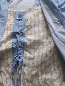 Cute Blue Lace-Up Blouse