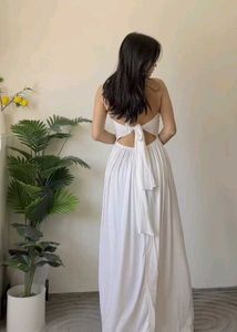 White Halter Maxi Dress