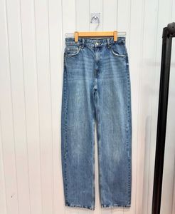 blue wide leg denim