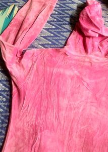 Pink Velvet Zip-Up Hoodie