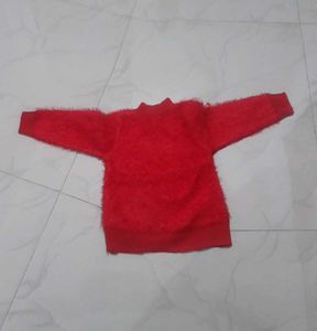 New Red Woolen Baby Girl Sweatshirt