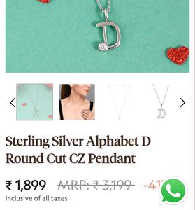 925 Silver "D" Alphabet Pendant