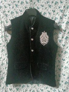 Black Velvet Side Hand Work Patten Jocket