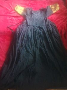 Anarkali Dress with Gold Trim