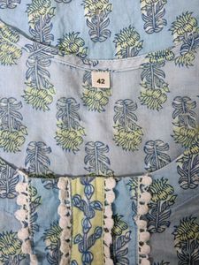 Blue Printed Kurti with Dupatta
