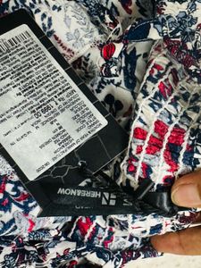 HERE&amp;NOW Women White &amp; Navy BluePrinted Maxi Dress