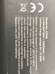 Silva 7.0Ah Battery Pack for Headlamp