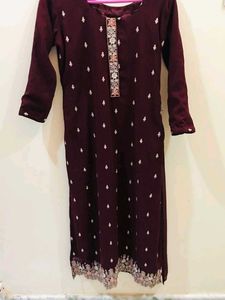 Burgundy Embroidered Fabric