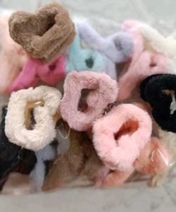 Heart Fuzzy Scrunchies Set