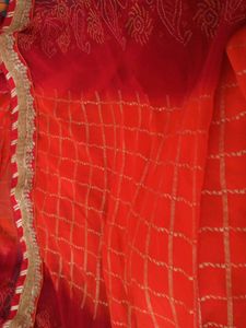 Red &amp; Orange Ombre Saree