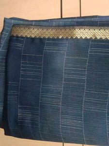 Black Striped Saree with Gold Border
