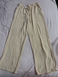Beige Wide Leg Pants