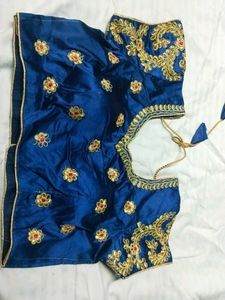 Elegant Blue Embroidered Blouse