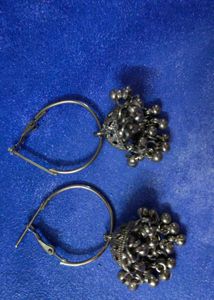 Hoop Jhumka Earrings (Oxidised)