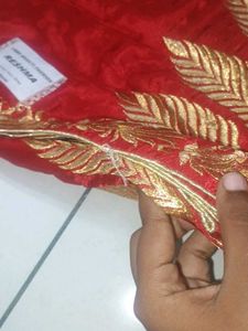 Red &amp; Gold Embroidered Sari
