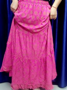Pink Tiered Ethnic Skirt