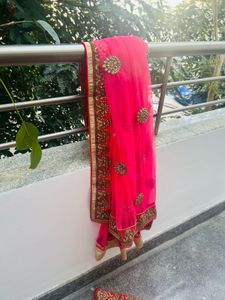 Pink &amp; Gold Embroidered Bridal Lehenga