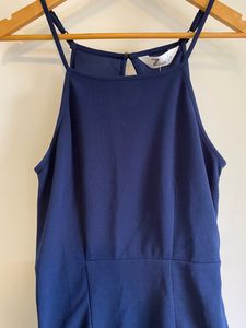 (Navy Blue)Halter Neck Bodycon Dress With Side Slit