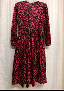 Vintage Red &amp; Black Print Dress