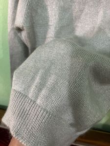 silver sweater with pearl and beaded embellishment