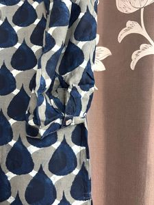 Blue Leaf Print Kurta