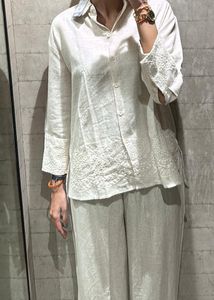 Beige Embroidered Shirt Pants