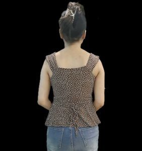 Brown &amp; White Print Peplum Top