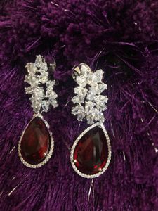 Cubic Zirconia Drop Earrings (big  Red Swarovs