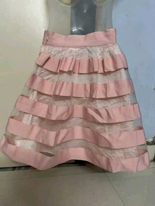 branded Pink Layered Mini Skirt