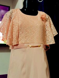 Elegant Pink Lace Dress For Girls
