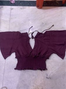 Burgundy Keyhole Crop Top