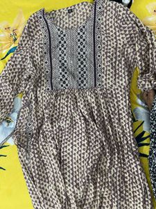 Printed Brown Kurta