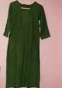 Green Embroidered chikankari Kurta