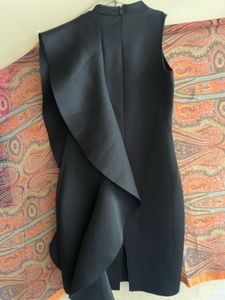 Asymmetric Ruffle Black Dress