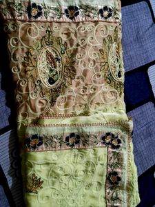 Beautiful Green Chikankari Saree