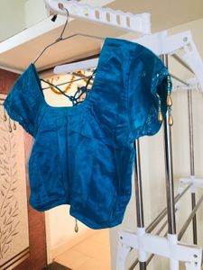 Teal Embellished lehenga choli Blouse with dupatta