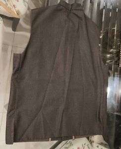 Men Brown Mandarin Collar Stitched Nehru Jacket