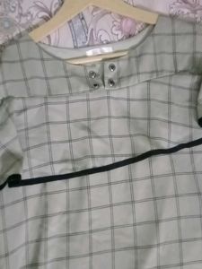 Plaid Cold Shoulder Blouse